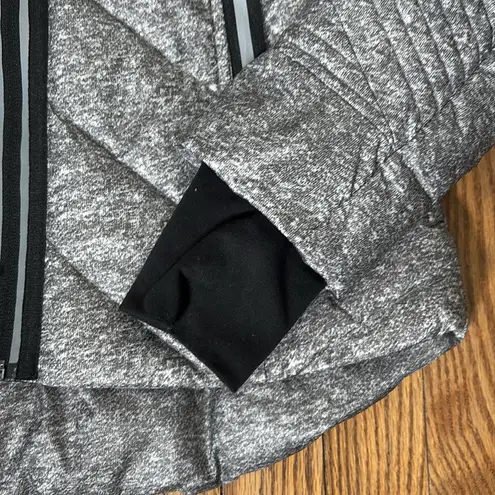 Blanc Noir Women's Down Puffer Jacket with Reflective Trim Grey Black size XS Gray