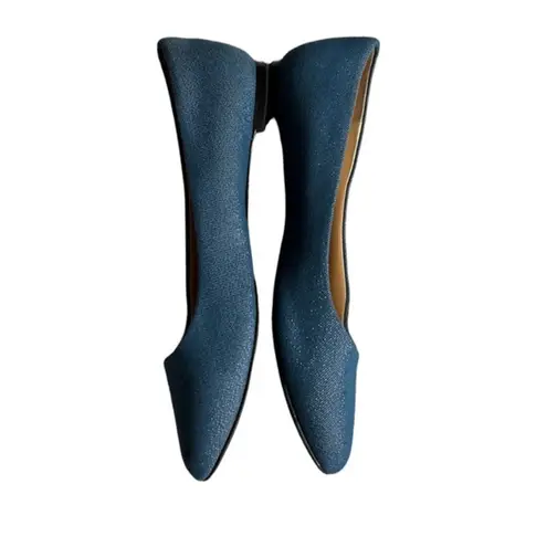 Coach and Four Womens Denim Melitta Glitter Almond Toe Flats Size 6 Blue