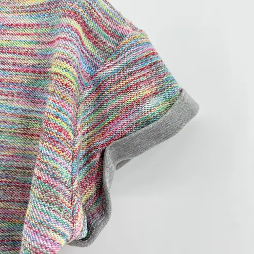 Anthropologie Saturday Sunday Multicolor Knit Slub Oversized Tee Crop Top XS Gray