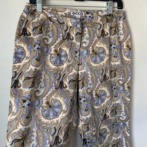 Ecco Paisley Brown Tan Wide Leg Pants Size 8