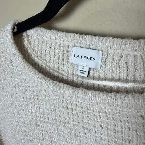 LA Hearts Nubby Chunky Tan Cream Crew Neck Sweater Cropped Size Small