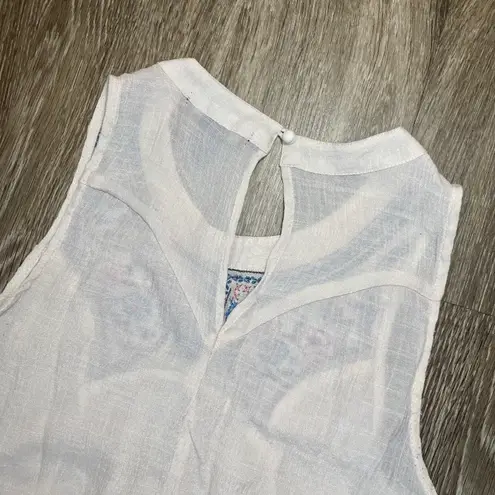 Living Doll Womens Cream Smocked Tank Top Blouse - M