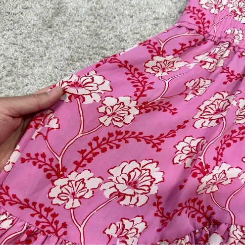 ALC Frank A.L.C 100% Silk Cody Floral Print Asymmetrical Halter Neck Midi Dress Pink 8