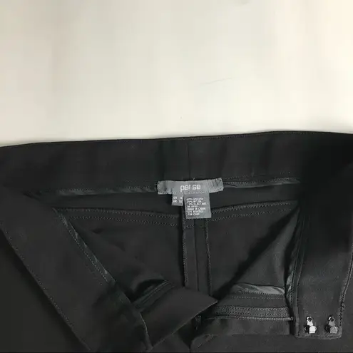 Per Se  By Carlisle Womens Black Ankle Pants Zip Detail Straight Leg Size‎ 8