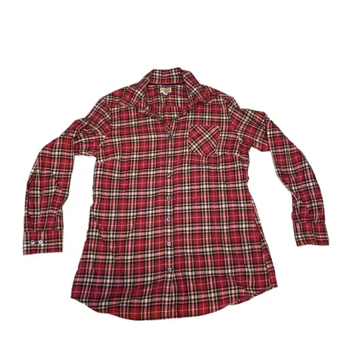 Bass Red Plaid Button Down Long Sleeve Women's Shirt Size L Size L