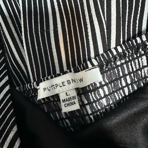 Purple Snow Black & White Striped Tank Top Romper w Layered Skirt Dress Size LG