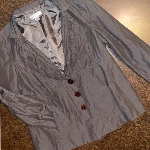 Christopher & Banks Metallic Blazer with Ruffled Collar - size large
