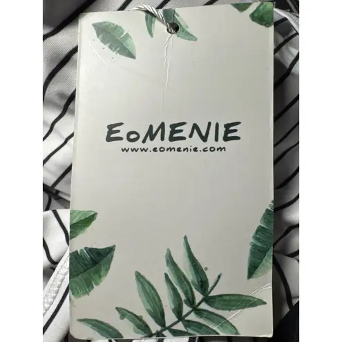 EOMENIE One Piece Swimsuit Tummy Control Padded Cut Out Striped Small Black