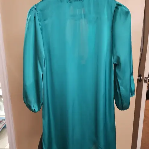 Everly Teal Flowy Tie Blouse, Women's Small