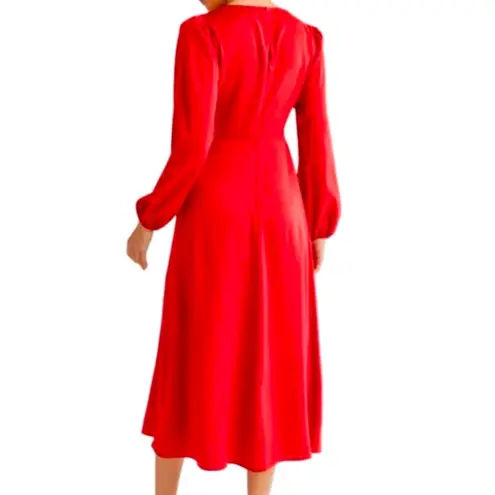 MILA MAE Satin Tie Neck Long Sleeve Midi Dress