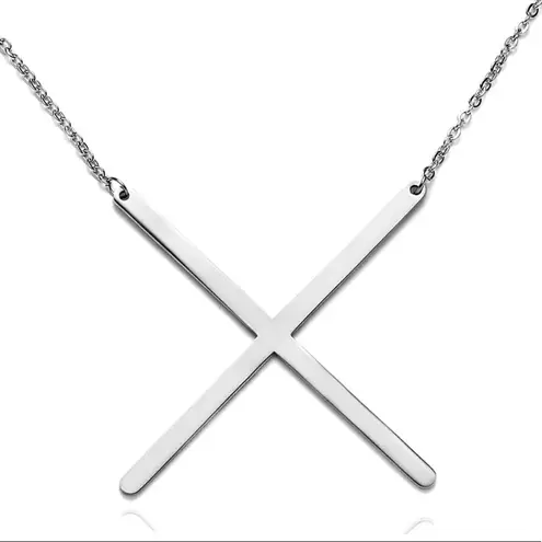 Silver Initial Stainless Steel Pendant Necklace Letters A