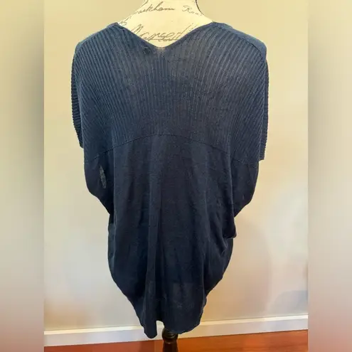 Vince  Double V-Neck Oversized Navy Drop Sleeve Knit‎ Top Sz M