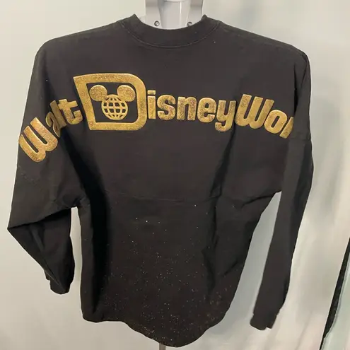 Disney spirit jersey Black Long Sleeve Shirt with‎ Gold Logo SMALL