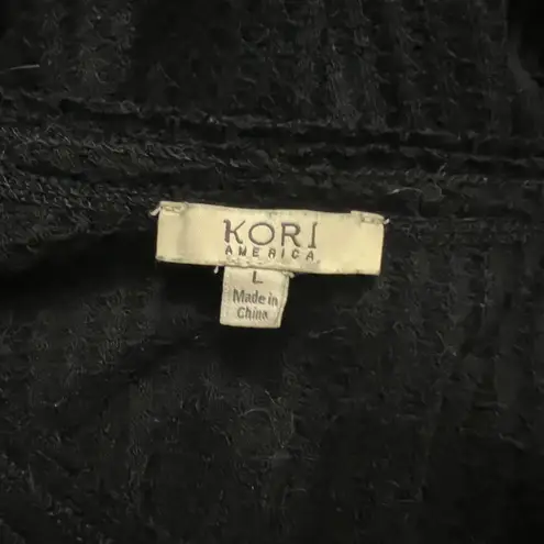 Kori America Black Vneck Sweater With Colorful Sleeves