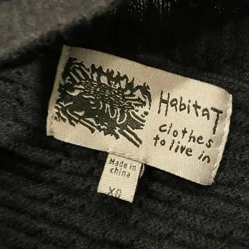 Habitat  Black Waffle Linen Blend Short Sleeve Open Cardigan Pockets Size XS