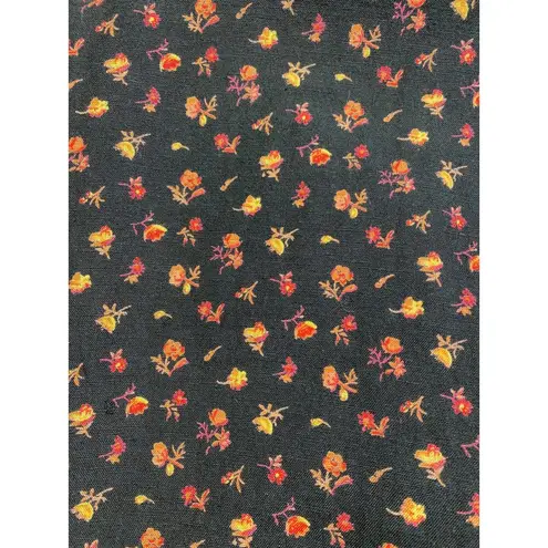 Vintage Cottagecore April Cornell Flax Blend Ditsy Floral Grunge Maxi Dress Sz M Black Size M