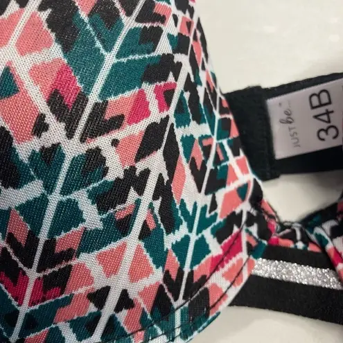 Just Be , Women’s Geometric Bra, 34B, Black, Green, Peach, Pink, Silver. - Image 3