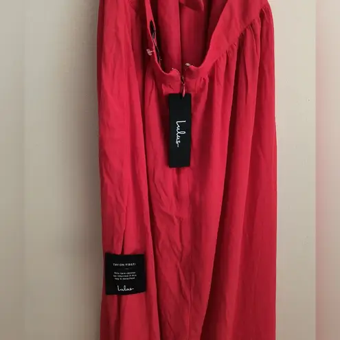 Lulu's Women Red Open Back Maxi Summer Dress Medium New