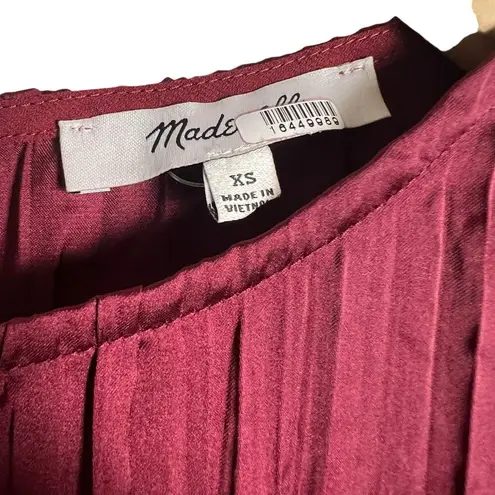 Madewell  Mulberry Wine Oversized Short-Sleeve Slip Midi Dress Plissé Size XS