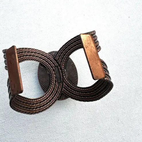 Turquoise blue and copper tone cuff bracelet