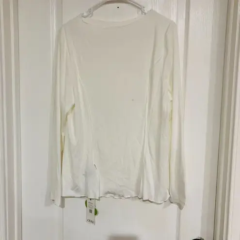 Cider Round Neckline Solid Long Sleeve Tee Women's Top White Size 1XL NWT