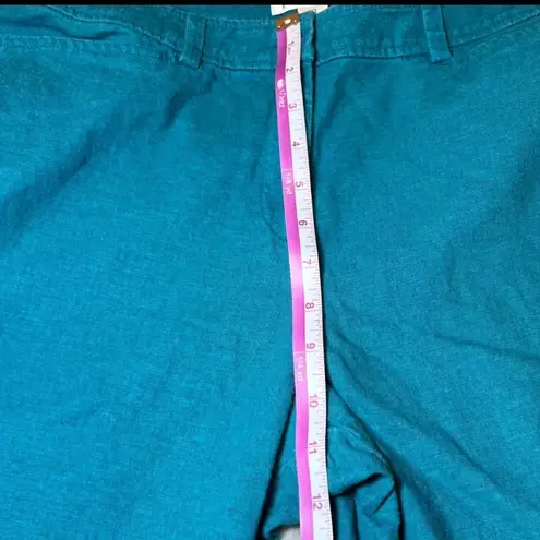 Pendleton Linen Blend Wide Leg Pants Womens 10 Teal Blue Lightweight Boho Casual