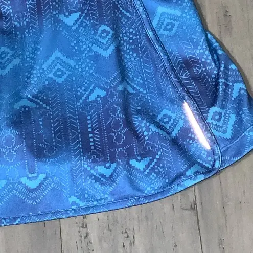 Athleta  Blue Aztec Print Athletic Running Golf Tennis Pull On Reflectors Skort S