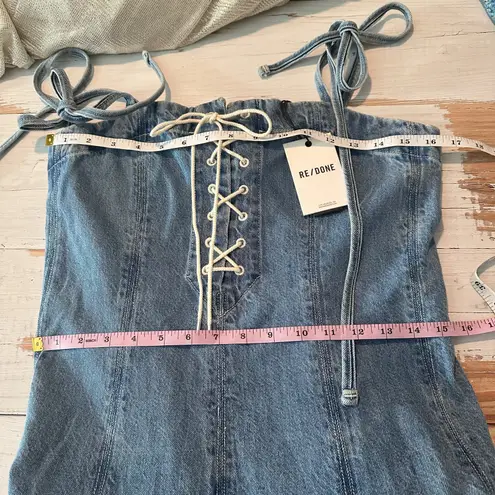 RE/DONE Flounce Denim Frayed Sleeveless Mini Dress Size Small Casual