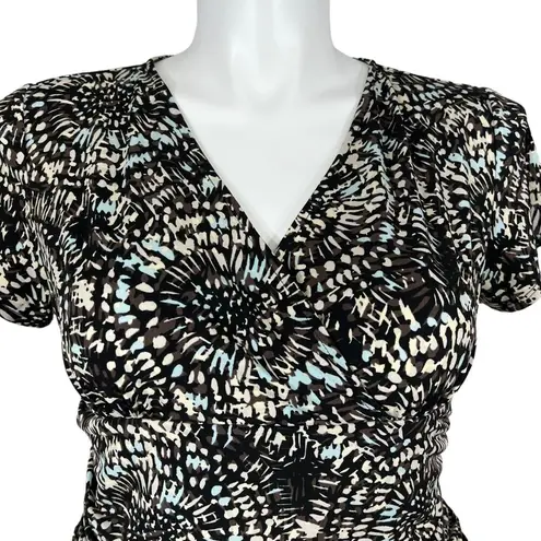 Relativity Womens Blouse Top Floral Print Ruched Sides Short Sleeve Pullover XL