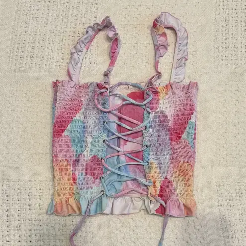 Rad Swim Betsy medium smocked ruffle tankini swim top SW2 2964 Blue