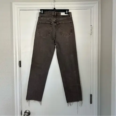 RE/DONE High Rise Stove Pipe Denim Jeans Washed Chocolate 27