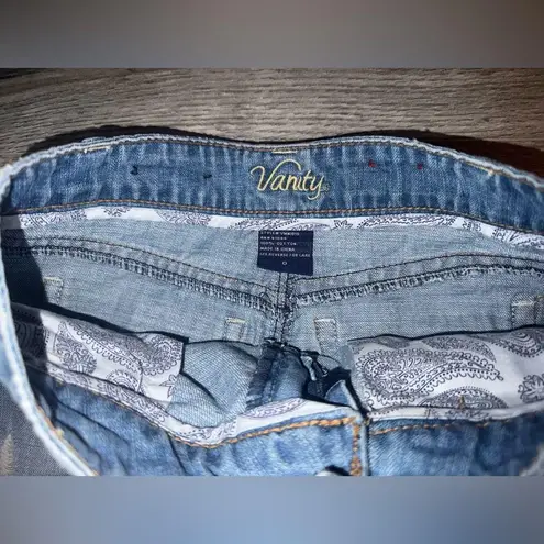 Vanity Vintage Distressed denim mini skirt 0 Blue