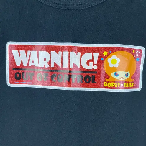 Cosmic Debris Oopsy Daisy Vintage Y2K 2000’s Black Warning! Out Of Control Tee