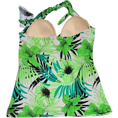 Swimsuits for All S4A Swim Sexy Floral Palm Tropical Halter Tankini Plus 18 NEW Green