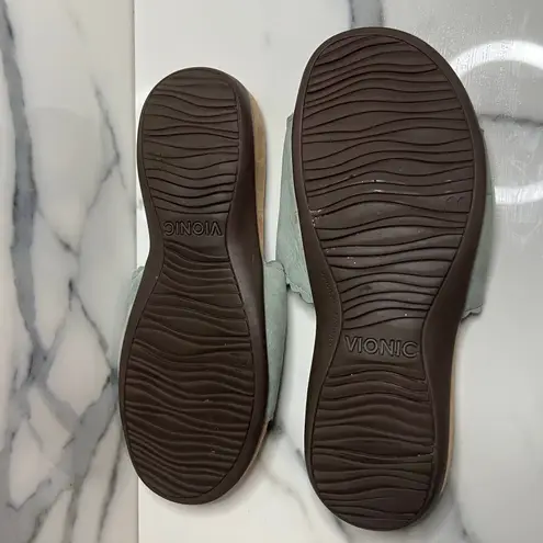 Vionic Women's Sage Green Hook Loop Comfort Slides Slip On Florence Sandals Sz 9