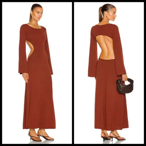 Cult Gaia ππ Carla Knit Dress ~ Full Length Gown Cut-Out Ember Brown Medium NWT