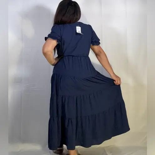 PRETTYGARDEN Black Puff Sleeve Maxi Sundress with Mandarin Collar