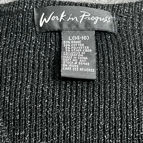 Work In Progress Black Cardigan Sequins Shimmer Holiday Vintage Inspired Large - Image 6