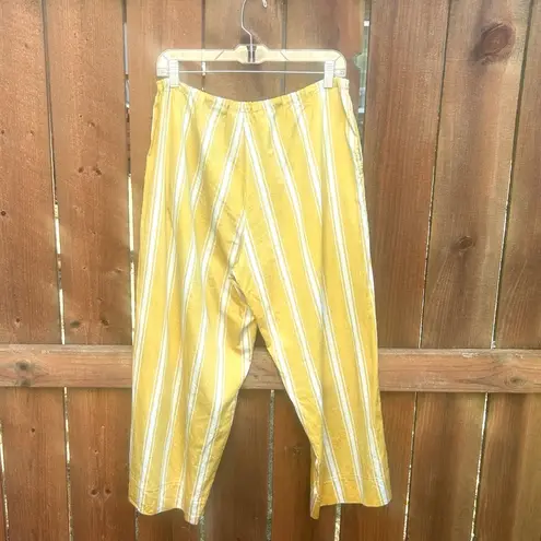 Alembika Striped Wide Leg High Waist Butter Yellow White Pants Size 4 Gold Size L