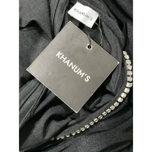 Khanum's Kira Diamante Trim Long Maxi Dress in Black New Womens Crystal Gown