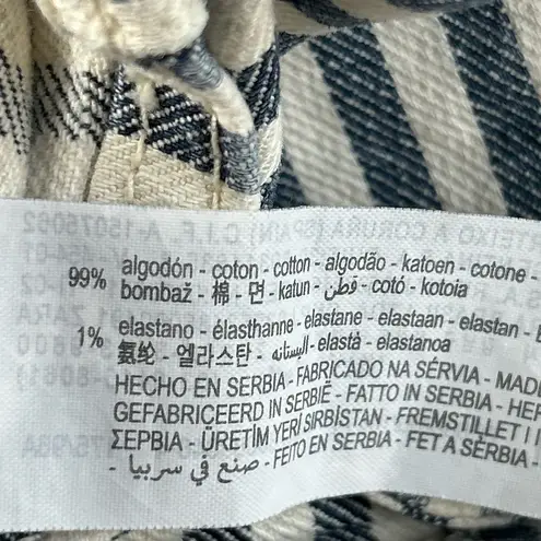 ZARA  | Blue White Striped Denim Square Neck Sleeveless Crop Top Size L