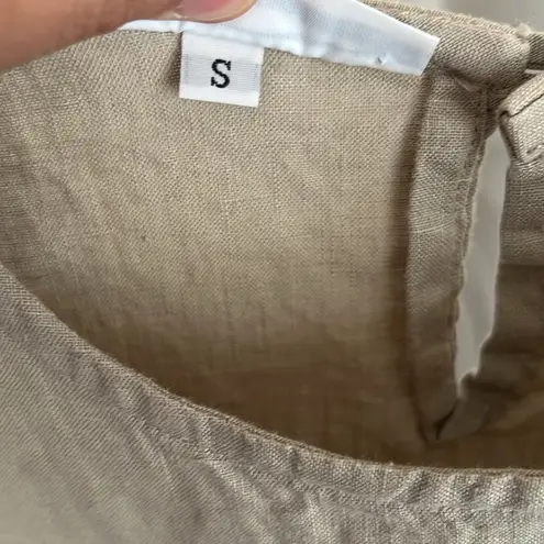 Bryn Walker Pira Light tan Beige Linen Sleeveless Oversize Split Side Tank Small