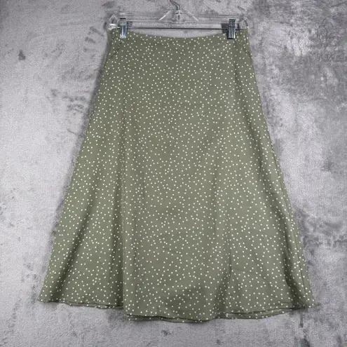 Paper Crane  Skirt Polka Dot A-Line Midi Casual Career Party Green White‎ Size S