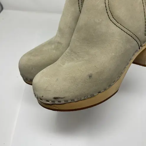 Toffel Swedish Hasbeens Zip It Emy Clog Boots in grey suede 37 Gray Size 7