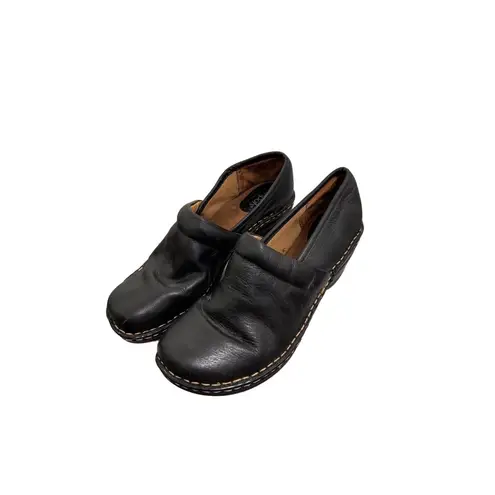 Softspots Black Leather Comfort Clogs – Pillowtop Footbed – Size 8.5M