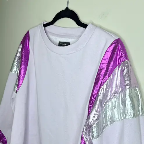 Isabel Marant Menji Purple Metallic Panel Sweatshirt Size Large MSRP $570
