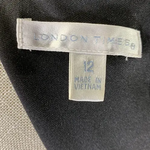 London Times Crochet Overlay Cream and Black Block Yoke Dress Size 12