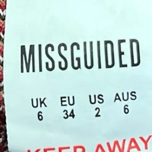 Missguided Red Multicolor Tribal Aztec Print Floral Turtle neck Sweater Top Sz 2