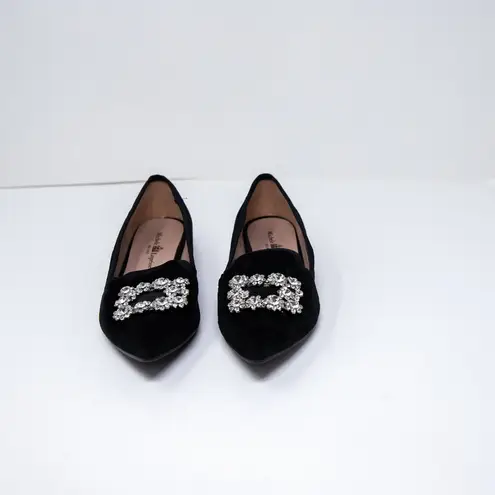 NEW Michele Lopriore Elyse Pointy Loafer Velvet Crystal Jewel Diamond Flat Shoes