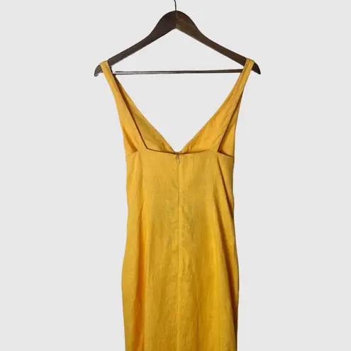 Nanushka Kubra Dress L Orange Linen Cutout Tie Front Midi Size L